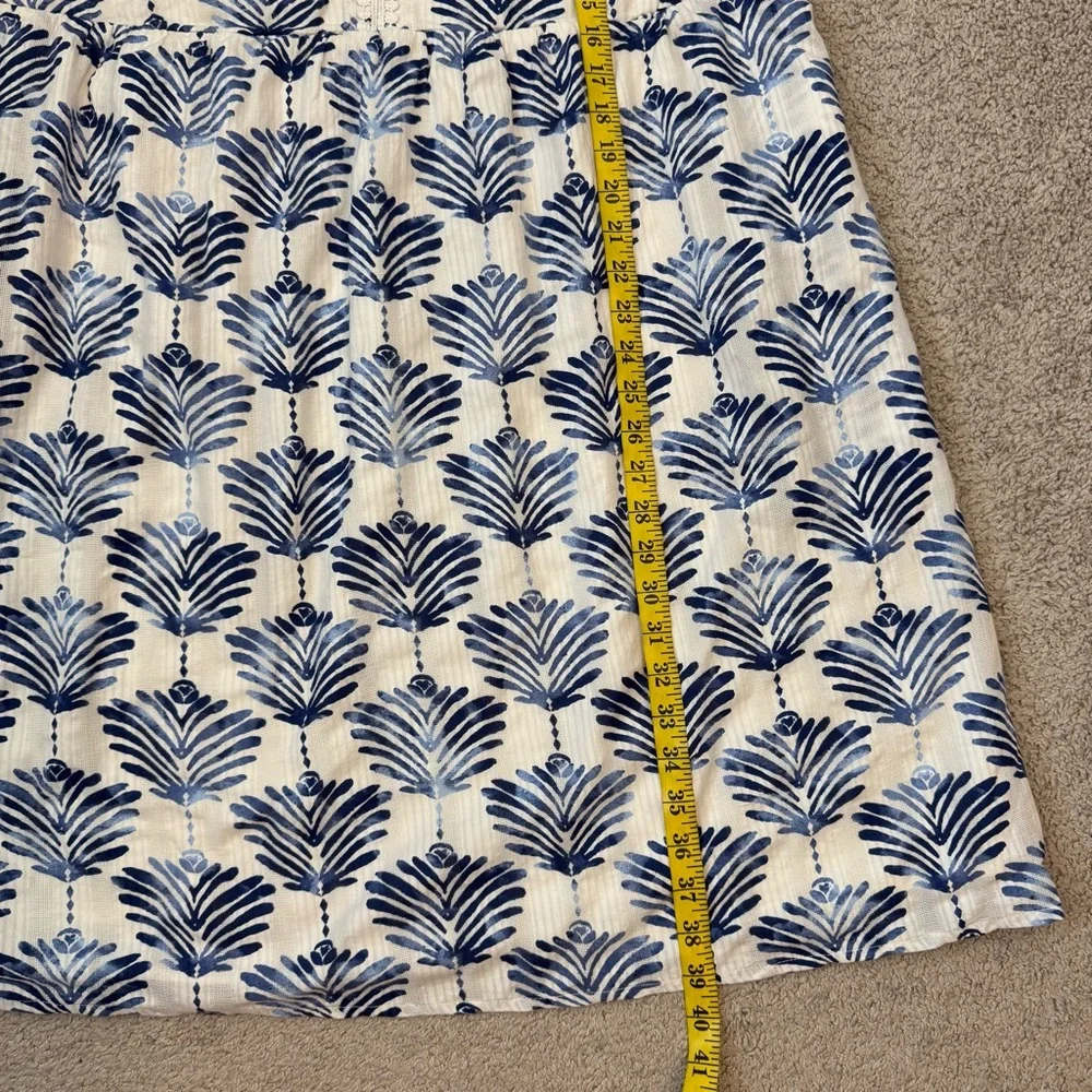 J. Jill Printed Split Neck Cotton Dress White Blue XL Coastal - Picture 9 of 9